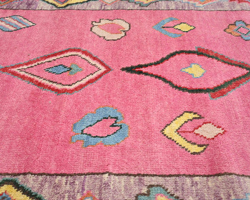 13 Feet Moroccan Pink Hand Woven Wool Runner Rug